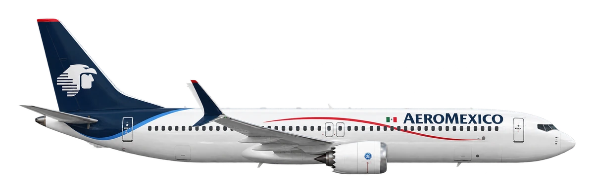 Boeing 737 MAX 9 in Aeromexico livery, side profile