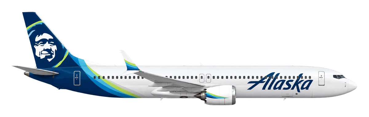 Boeing 737 MAX 9 in Alaska Airlines livery, side profile