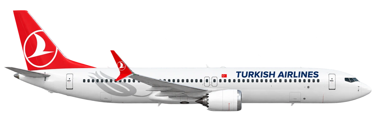 Boeing 737 MAX 9 in Turkish Airlines livery, side profile