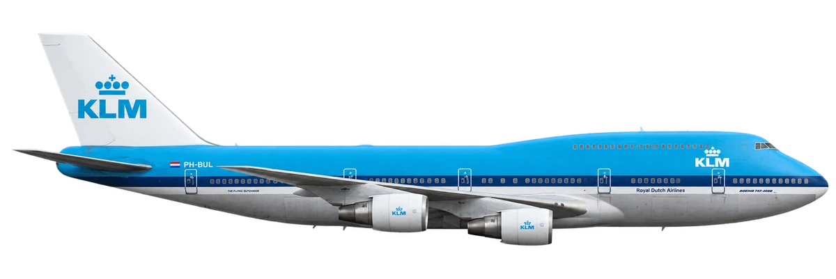 Boeing 747-200 in KLM Royal Dutch Airlines livery, side profile