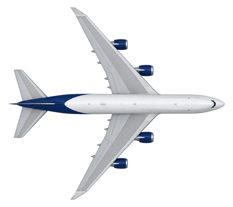 Boeing 747-400 in Atlas Air livery, top view