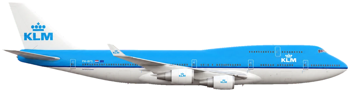 Boeing 747-400 in KLM Royal Dutch Airlines livery, side profile