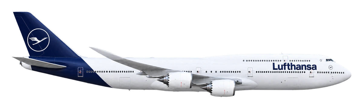 Boeing 747-8 in Lufthansa livery, side profile