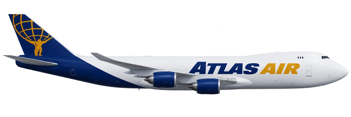 Boeing 747-8 in Atlas Air livery, side profile
