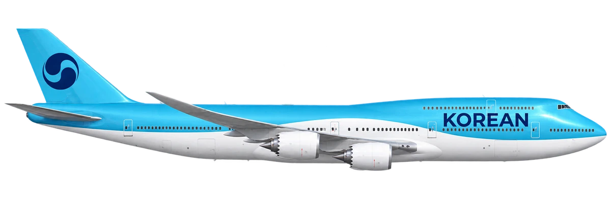 Boeing 747-8 in Korean Air livery, side profile