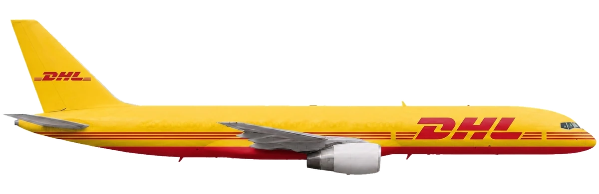 Boeing 757-200 in European Air Transport (DHL) livery, side profile