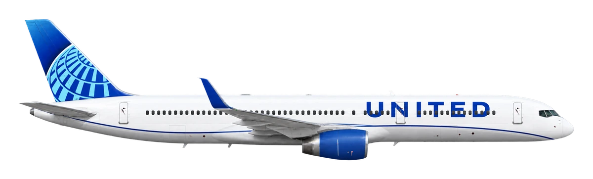 Boeing 757-200 in United Airlines livery, side profile