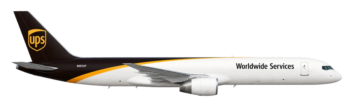 Boeing 757-200 in UPS Airlines livery, side profile