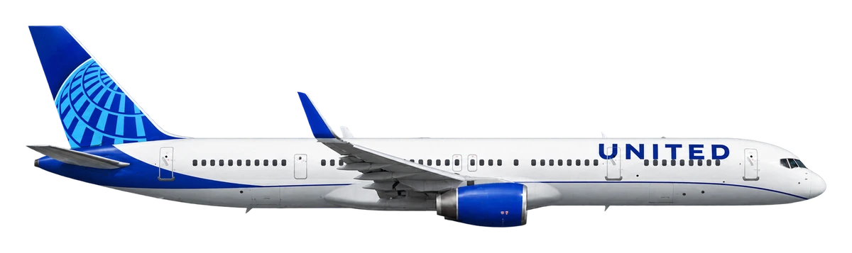Boeing 757-300 in United Airlines livery, side profile