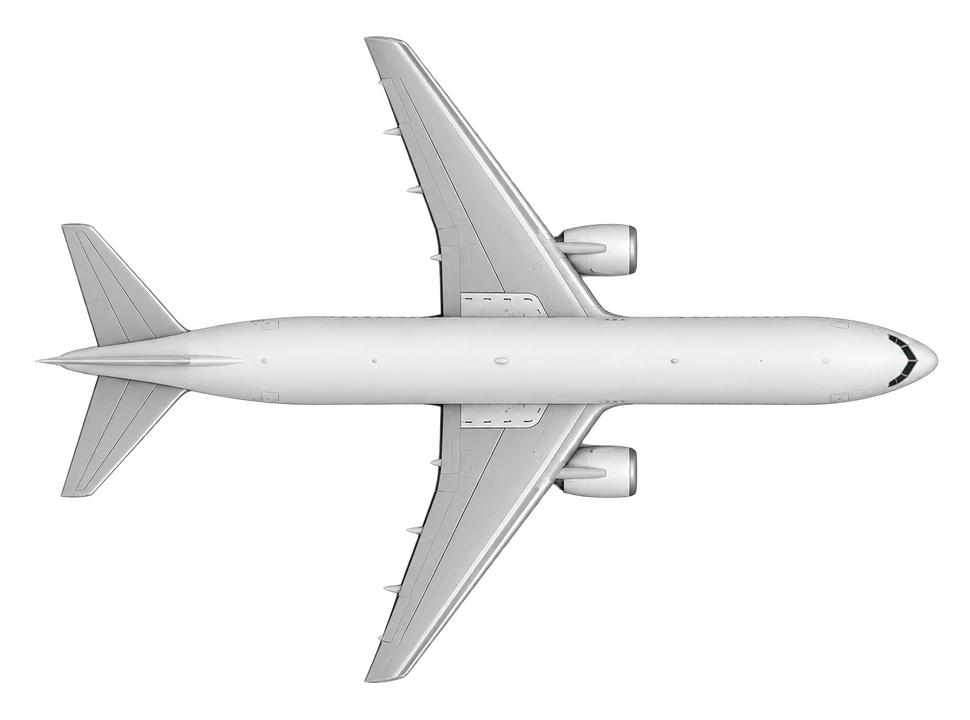 Boeing 767-200 in Royal Air Maroc livery, top view