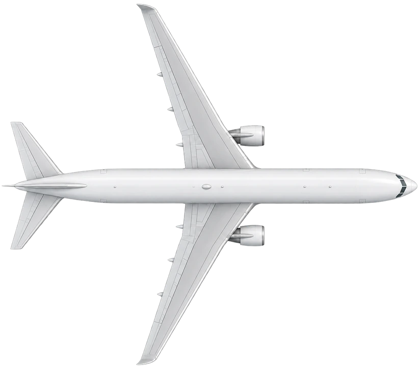 Boeing 767-300ER in All Nippon Airways livery, top view