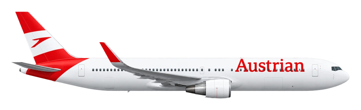 Boeing 767-300ER in Austrian Airlines livery, side profile