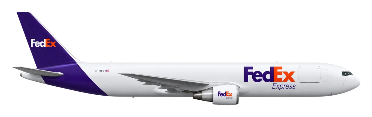 Boeing 767-300ER in FedEx Express livery, side profile