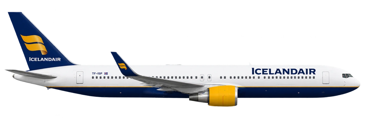 Boeing 767-300ER in Icelandair livery, side profile
