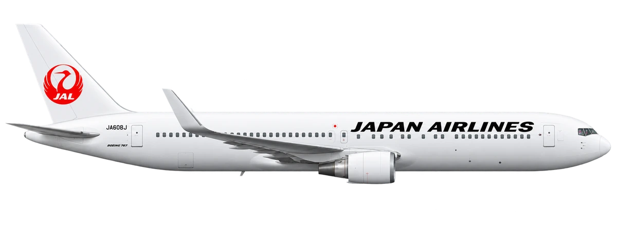 Boeing 767-300ER in Japan Airlines livery, side profile