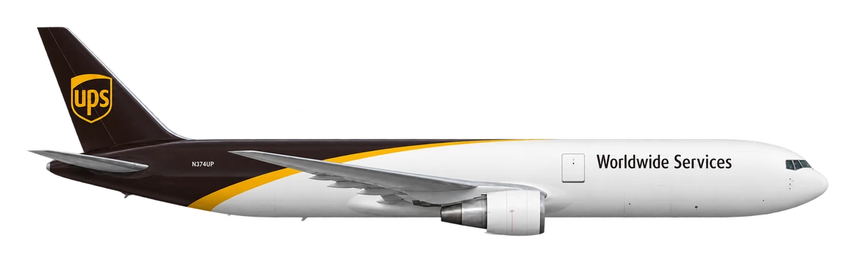 Boeing 767-300ER in UPS Airlines livery, side profile