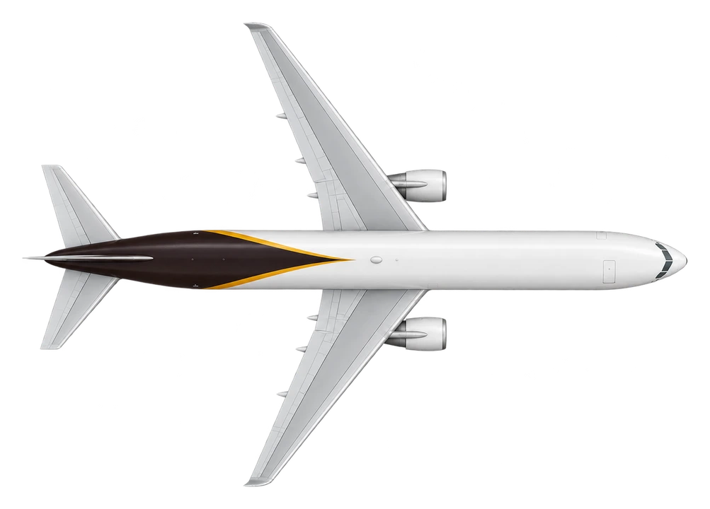 Boeing 767-300ER in UPS Airlines livery, top view