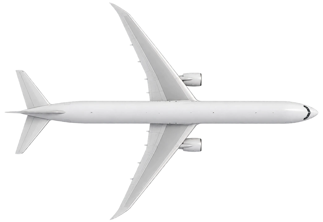 Boeing 767-400ER in Royal Air Maroc livery, top view