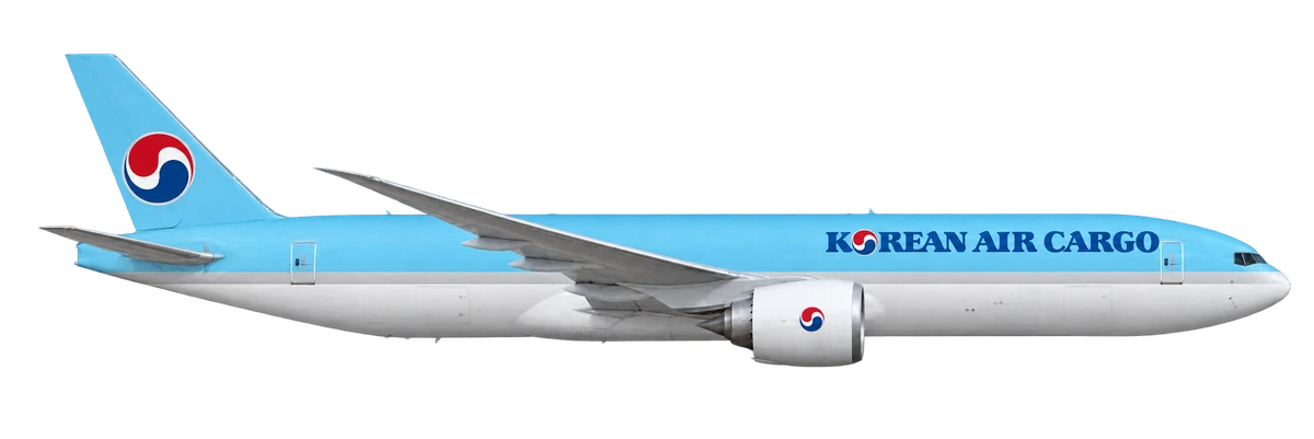 Boeing 777-200LR in Korean Air livery, side profile