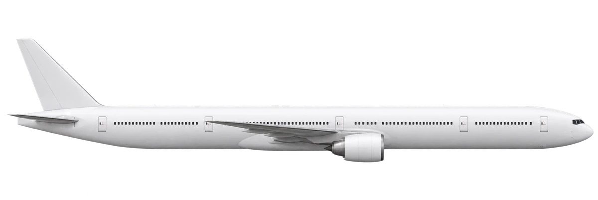 Boeing 777-300 in Japan Airlines livery, side profile