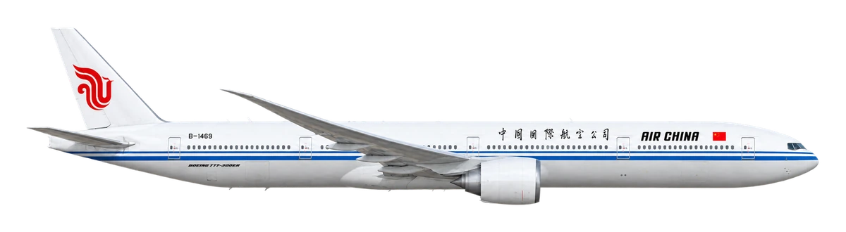 Boeing 777-300ER in Air China livery, side profile