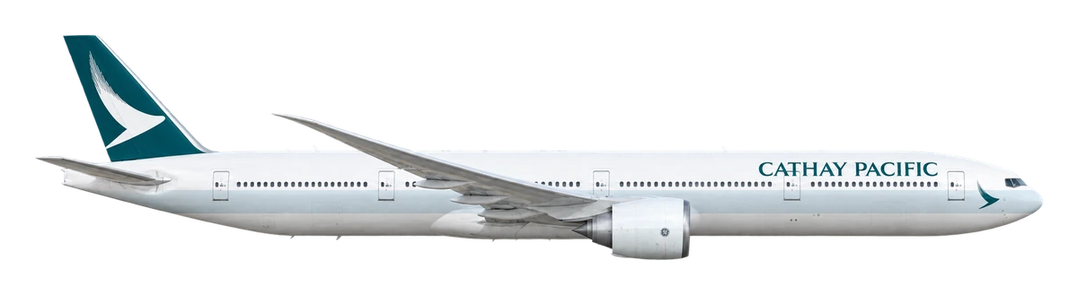 Boeing 777-300ER in Cathay Pacific livery, side profile
