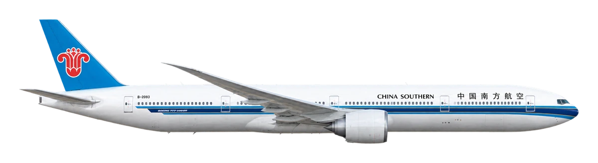 Boeing 777-300ER in China Southern Airlines livery, side profile