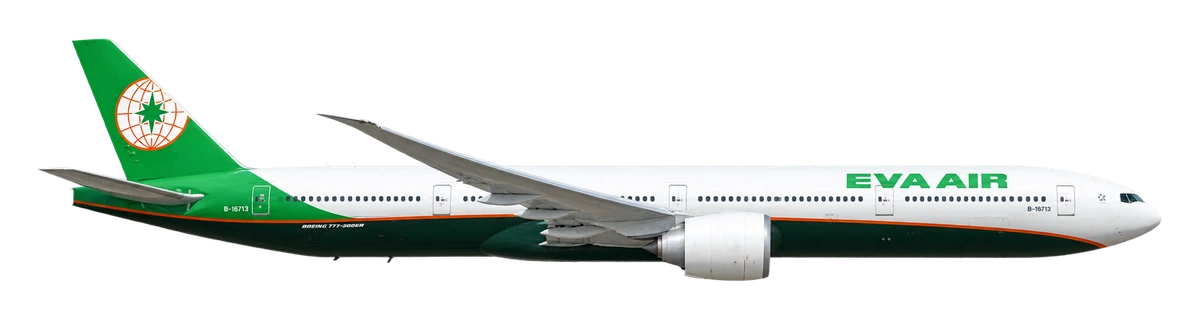 Boeing 777-300ER in EVA Air livery, side profile
