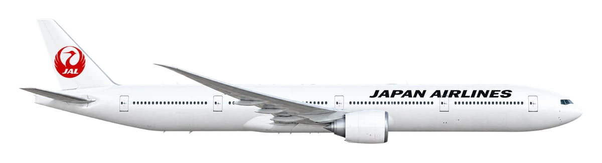 Boeing 777-300ER in Japan Airlines livery, side profile