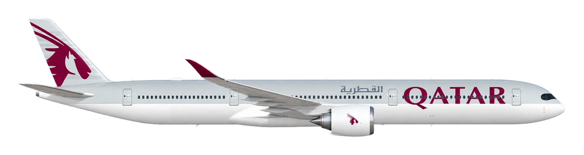 Boeing 777-300ER in Qatar Airways livery, side profile