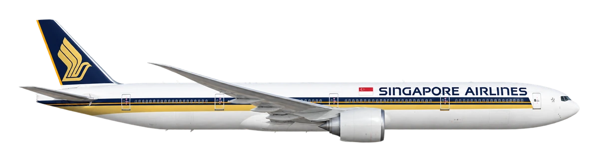 Boeing 777-300ER in Singapore Airlines livery, side profile