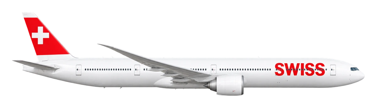 Boeing 777-300ER in Swiss International Air Lines livery, side profile