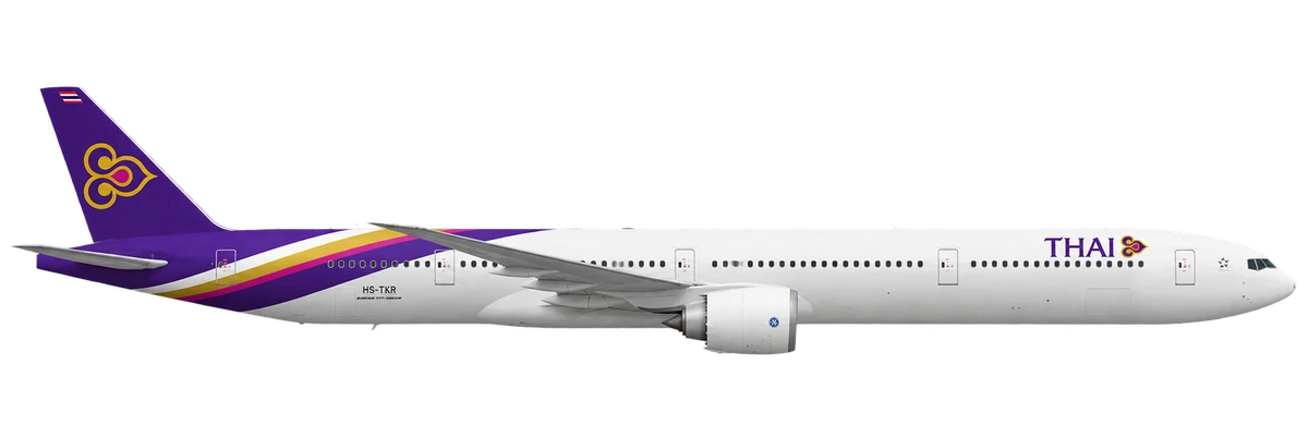Boeing 777-300ER in Thai Airways livery, side profile