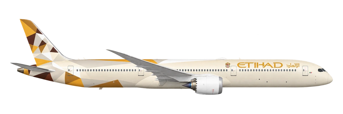 Boeing 787-10 Dreamliner in Etihad Airways livery, side profile