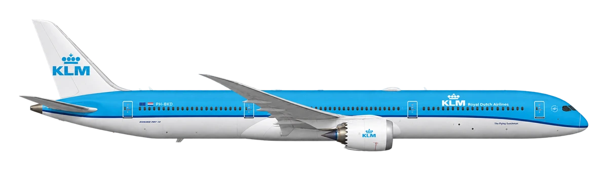 Boeing 787-10 Dreamliner in KLM Royal Dutch Airlines livery, side profile