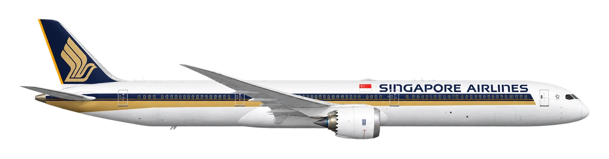 Boeing 787-10 Dreamliner in Singapore Airlines livery, side profile