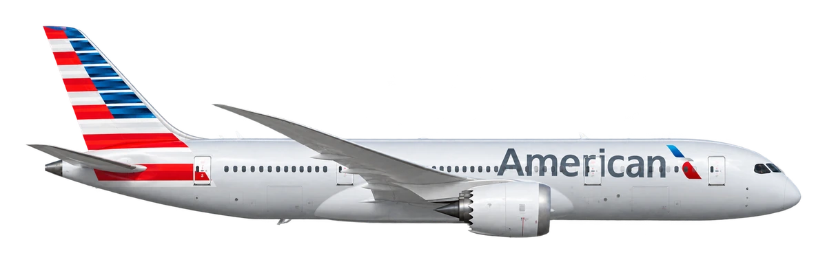 Boeing 787-8 Dreamliner in American Airlines livery, side profile