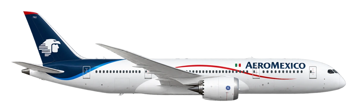 Boeing 787-8 Dreamliner in Aeromexico livery, side profile