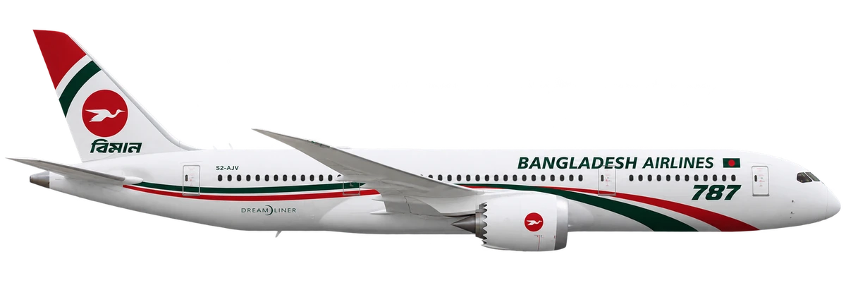 Boeing 787-8 Dreamliner in Biman Bangladesh Airlines livery, side profile