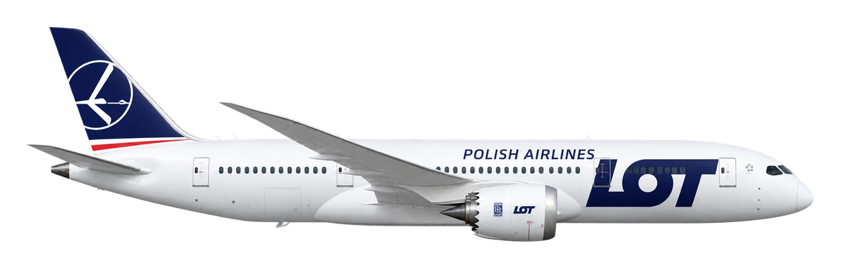 Boeing 787-8 Dreamliner in LOT Polish Airlines livery, side profile