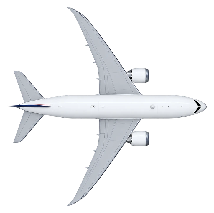 Boeing 787-8 Dreamliner in LOT Polish Airlines livery, top view