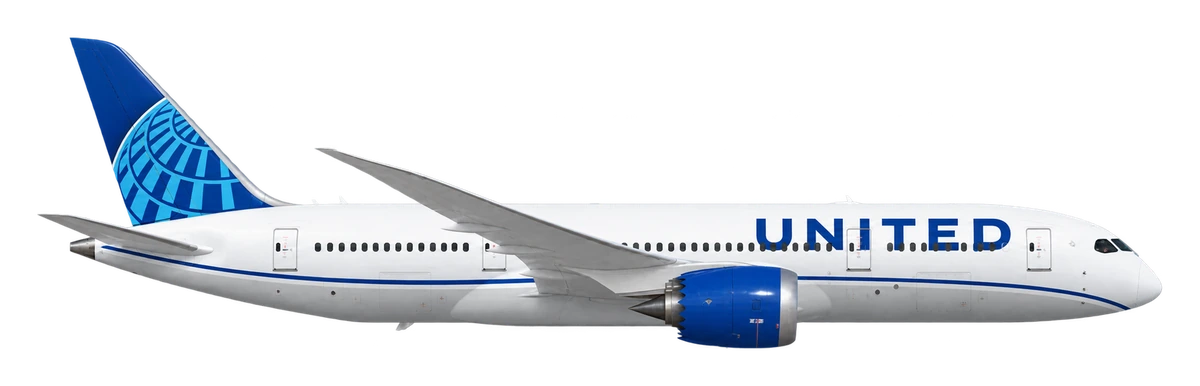 Boeing 787-8 Dreamliner in United Airlines livery, side profile