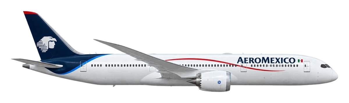 Boeing 787-9 Dreamliner in Aeromexico livery, side profile