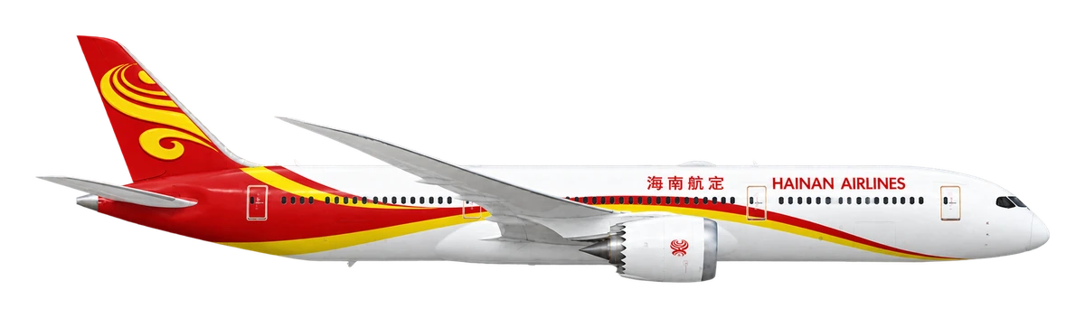 Boeing 787-9 Dreamliner in Hainan Airlines livery, side profile