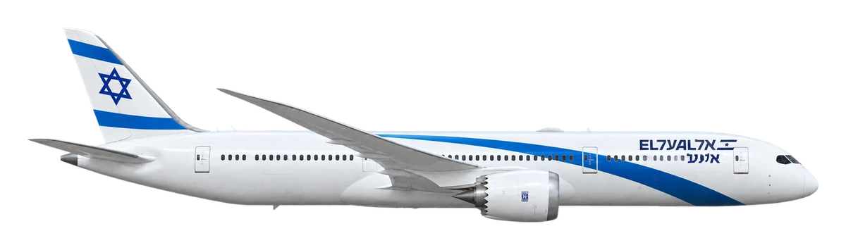 Boeing 787-9 Dreamliner in El Al livery, side profile