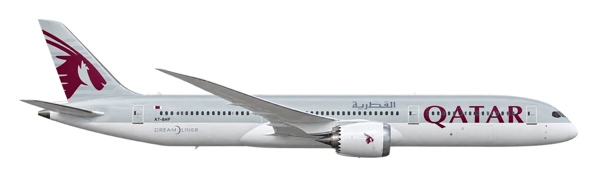 Boeing 787-9 Dreamliner in Qatar Airways livery, side profile