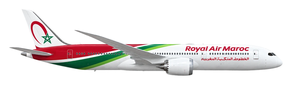 Boeing 787-9 Dreamliner in Royal Air Maroc livery, side profile