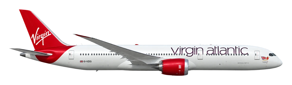 Boeing 787-9 Dreamliner in Virgin Atlantic livery, side profile