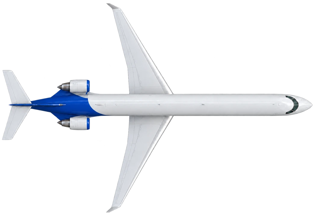 Bombardier CRJ1000 in SAS Scandinavian Airlines livery, top view