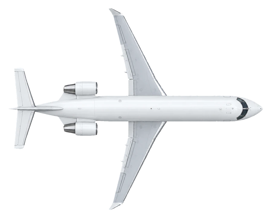 Bombardier CRJ200 in American Airlines livery, top view